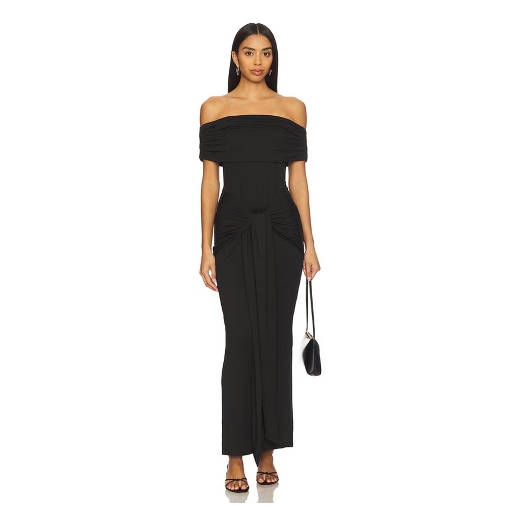 NIA Calista Pull-on Off-shoulder Dress in‎ Black Size Medium